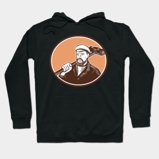 Blacksmith Holding Sledgehammer Woodcut Hoodie